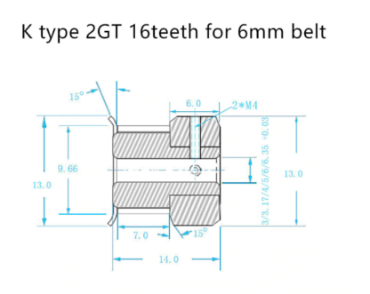 Tandhjul til GT2 tandrem 16 tands ø6 mm 6 mm bælte bredde - Image 3