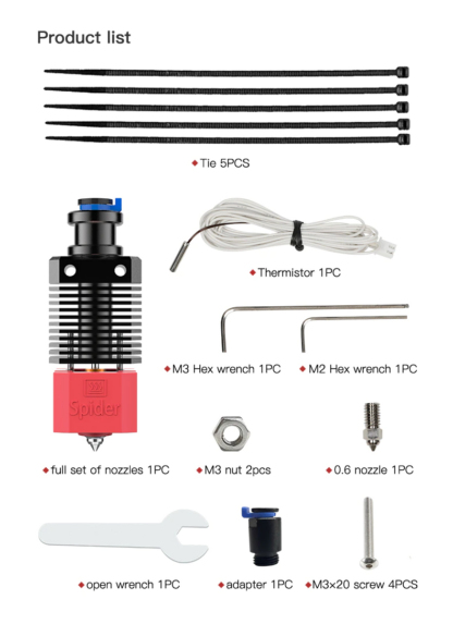 CREALITY 3D Oringinal Spider High Temperature Speed Hotend Kit Reach To 500℃ For Ender 3Ender 3ProEnder 3 V2Ender 6 Printer 5