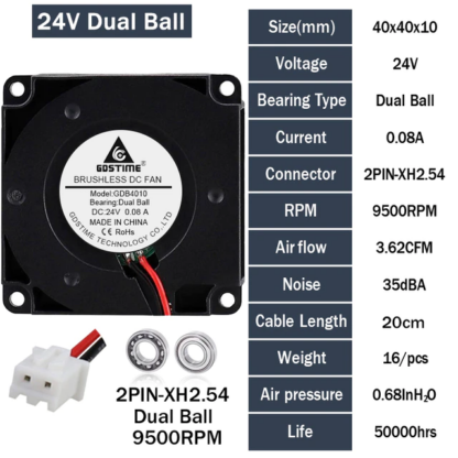 40x40x10 dual ball 24v