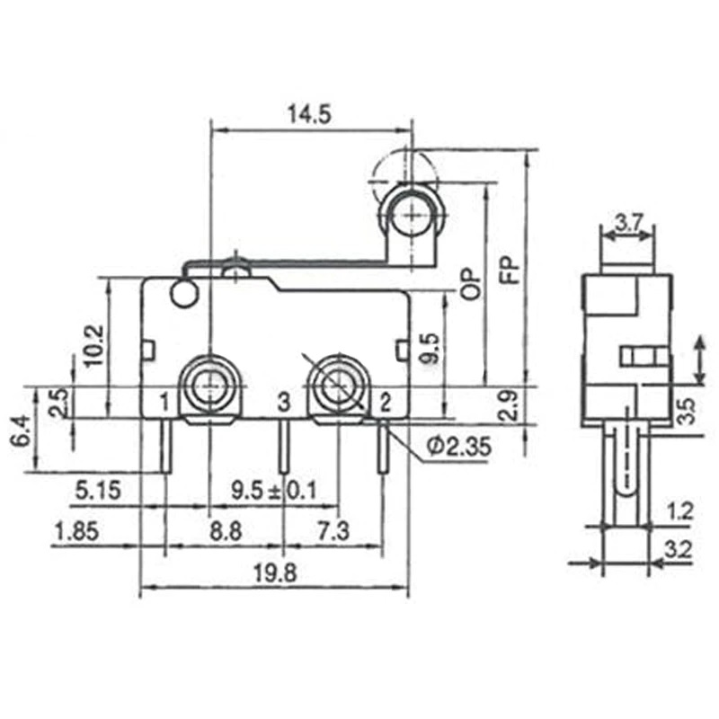 Micro Roller Lever Arm Normally Open Close Limit Switch KW12 7